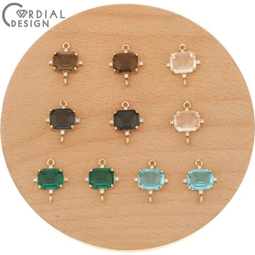 Cordial Design 50Pcs 14*18MM Jewelry Accessories/Crystal Connectors For Bracelet/CZ Charms/DIY Making/Hand Made/Earring Findings