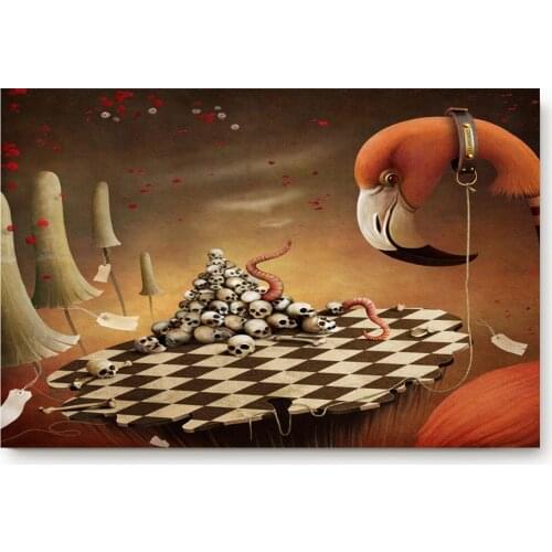 Alice Skull Insect Bird Bone Painting Flower Rope Weird Red Abstract Doormat Bathroom Accessories Set Floor Carpets Home Decor