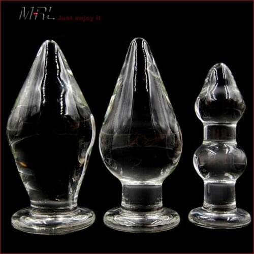 2019 Brand New Crystal Glass butt plug Penis Big Long Glass Anal Sex Toy For Women Female Men Masturation Male