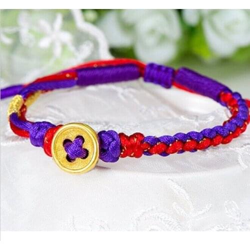 Hot sale New Real 24K Yellow Gold Bracelet /Perfect Knitted button Chain Bracelet/ 1.5g