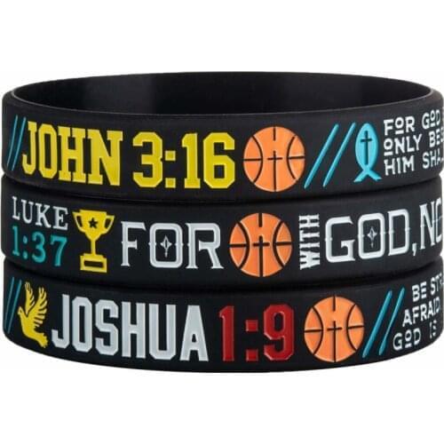 300pcs Inspirational Scriptures John Luke Joshua Basketball Bible Silicone Bracelets Rubber Wristbands Free Shipping by DHL