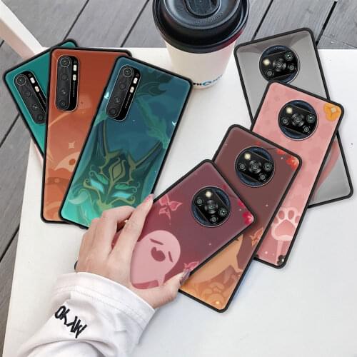 Genshin Impact Icon Case For Xiaomi Mi Poco X3 NFC 10T Pro 5G Note 10 Lite 9T 11 M3 10S CC9 9 Black Soft Phone Cover Fundas