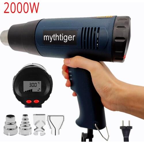 2000W 220V LCD Electric Industrial Grade Heat Hot Air Gun Stepless Adjustable Hair Dryer Soldering Car Film Hair dryer Shrink