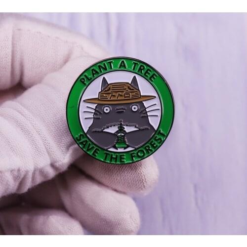 Anime My Neighbor Totoro Enamel Lapel Pin Plant A Tree Save The Planet Brooch Earth Climate Change Environmental Awareness Badge