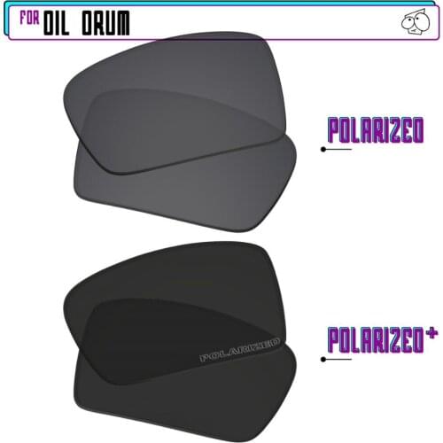 EZReplace Polarized Replacement Lenses for - Oakley Oil Drum Sunglasses - BlackP Plus-BlackIRP