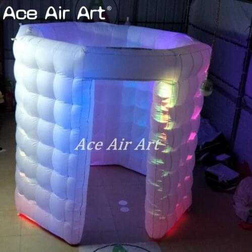 Factory deft designed inflatable eight-square tent, pop up octagon photo booth with colorful LED lights with no roof for sale
