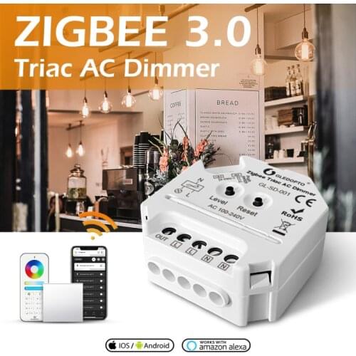 GLEDOPTO Zigbee 3.0 Smart Dimmer Light Push Switch Triac AC LED-Touch APP RF Voice Control for Smartthings Power-off Protection