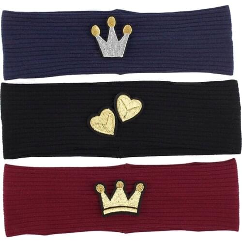 Cotton Toddler Headband With Cartoon crown love pattern Child Kids Soft Elastic Handmade Baby Headdress Diy Turban Hair Band