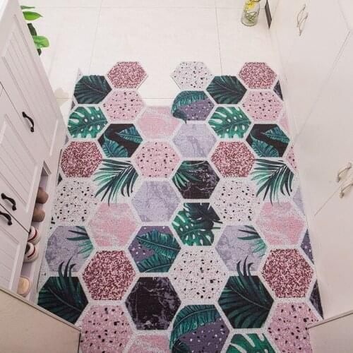 Door Mat Carpet Silk Loop Pink Floor Non-slip Waterproof Floor Mats Carpet Geometric Bedroom Bathroom Hallway Entrance Door mats