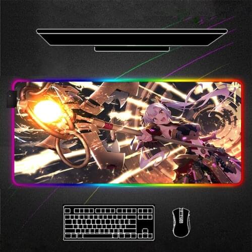 RGB Mouse Pad Anime girl Gamer Accessories Large LED MousePad XL Gaming Desk Mats 90x40cm/80x30cm PC Desk Play Mat with Backlit