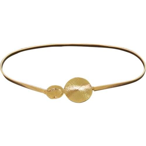 50%HOT Fashion Women Party Dress Double Round Slim Waist Belt Strap Elastic Waistband