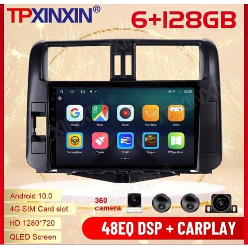 2 Din Carplay Android Radio Receiver Multimedia Stereo For Toyota Prado 2010 2011 2012 2013 GPS Navigation BT Recorder Head Unit