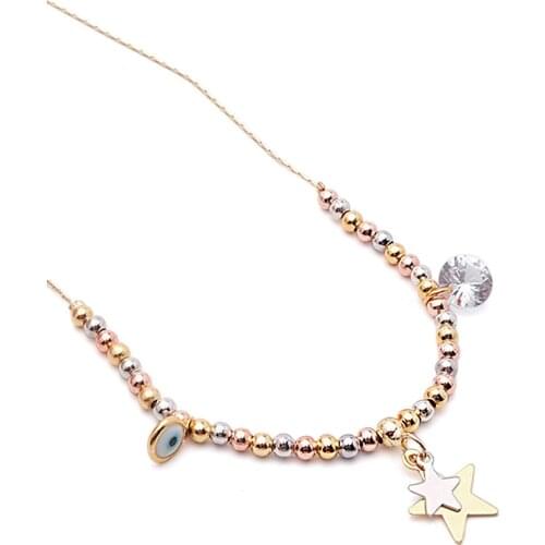 Marjin For Woman Necklace Stony Evil Eye Bead and Star Figured Gold Colored Minimalist Necklace Jewelry Gift Birthday Party Gift