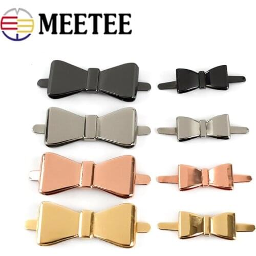Meetee 10pcs 25X12mm/40X18mm Bowknot Buckle Metal Hardware Shoe Buckles Bag Decorative Button DIY Bow Pin Clip Hook Accessories