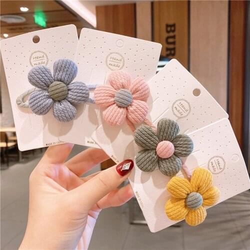 Cute Wool Koran Style Children Girls Solid Color Flowers Hair Clips Hair Accessories New Lovely Kids Headwear Hairgrips Ornament