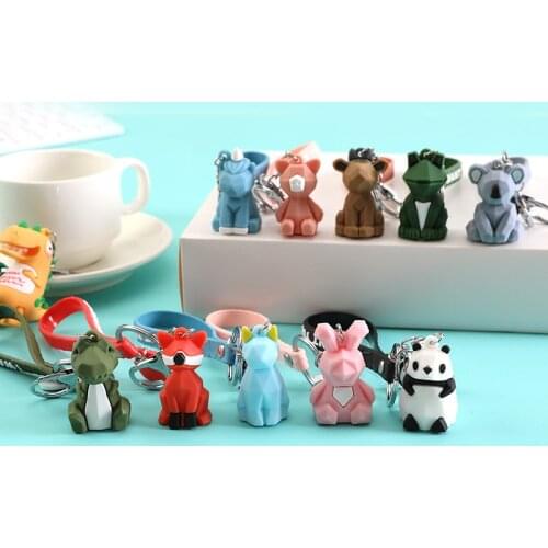 Cute Fashion Cute Dinosaur unicorn rabbit Keychain Key Ring Cat Cartoon animal Key Chain Car Bag pendant Key Ring gift for girls