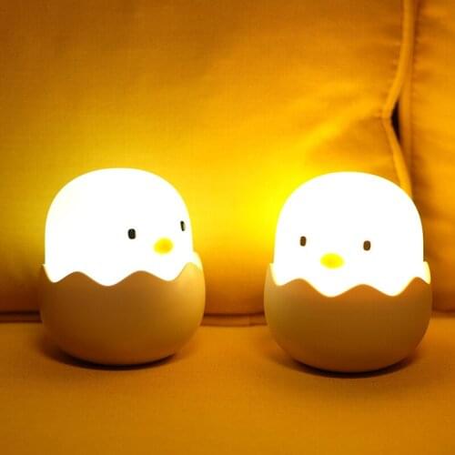 Cute Eggshell Chicken Night Light for Children Room Bedside Bed Baby Kids Lamp LED Lighting Luminaire Home Decor Toy Night Lamp