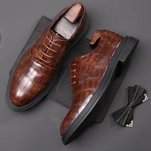 New Men Shoes Cowhide Leather Shoes Men Comfortable Low-top British Mens Dress Shoes Leather Shoes Mens Wedding Shoes