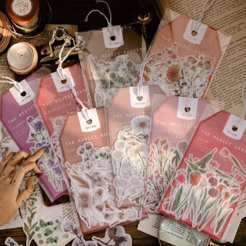 45 Pcs Vintage Flowers Collection Washi Sticker Set Decoration Diary Scrapbooking Label Sticker Stationery