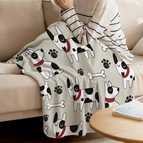 Throw Blanket Cartoon Dog Footprints Bones Throw Blanket Cute Kids Design Warm Soft Blanket