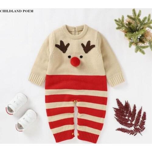 Christmas Baby Clothes Newborn Knit Baby Romper Sweater Deer Girls Boys Romper Outfits Infant Baby Jumpsuit Playsuit For Boy
