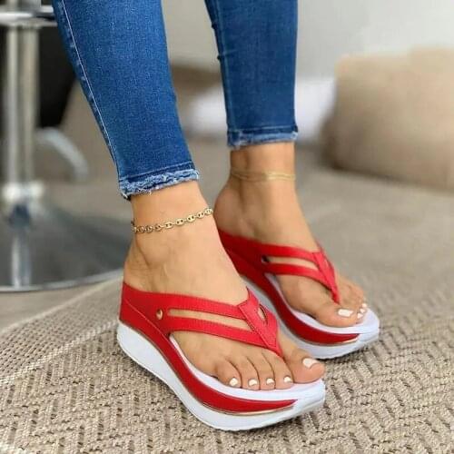 Women Summer Rhinestone Sandals Slippers Female Platform Open Toes Sexy Wedge Flip Flops Buckle Strap Flat Square Heel Slides