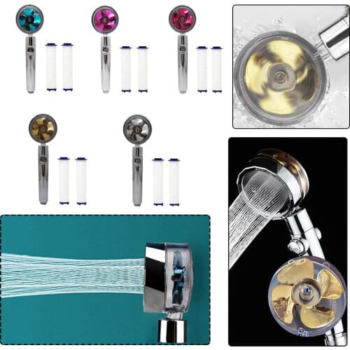 High Pressure Handheld Shower Head Water Saving Function Spray ABS Spray Nozzle with Rotating Windmill Fan Bathroom Accessories