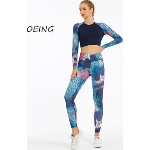 Long Sleeve Print Lounge Wear Set 2021 Workout Clothes for Women Plus Size 2 Piece Set Women Yoga Set
