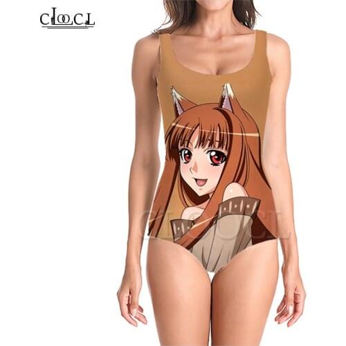 CLOOCL Anime Girl Color Spice and Wolf 3D Print One-piece Swimwear Women Swimming Bathing Suit Sleeveless Sexy Beach Swimsuit
