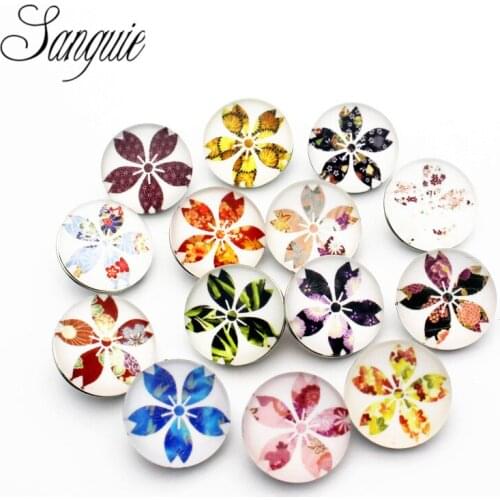 12pcs/lot glass 18mm snap buttons flower leather clasp snap button bracelet snap Bangles jewelry