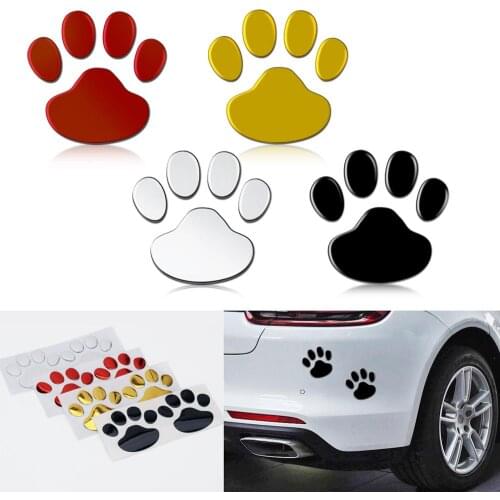 2Pcs/Set Car Sticker Cool Design Paw 3D Animal Dog Cat Bear Foot Prints Footprint Decal Car Stickers Silver Red Black Golden