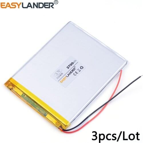 3pcs /Lot 3.7v lithium Li ion polymer rechargeable battery 319498 2700mah mid palmtop tablet battery