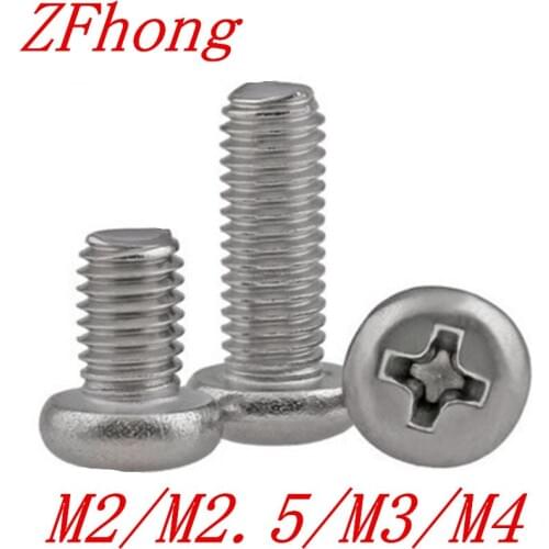 50pcs ISO7045 DIN7985 GB818 304 Stainless Steel Cross Recessed Pan Head Screws Phillips Screws