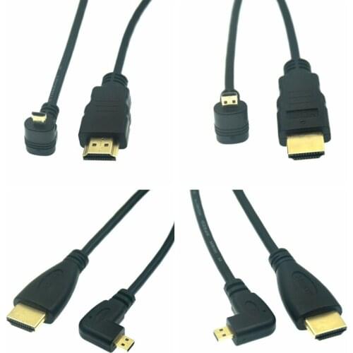 5ft 0.5m 1.5m 90 Degree Micro HD To HDMI-compatible Cable UP/Down/Left/Right Angle Micro HDTV Cable For Digital Camera Sony