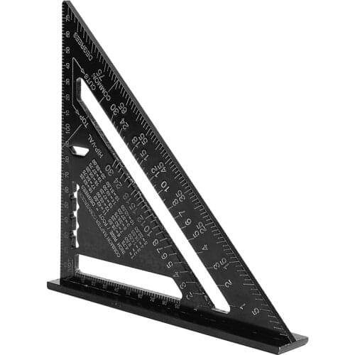 ALLSOME 7" Black Metric Triangle Square Ruler Aluminum Alloy Speed Square Protractor Miter For Carpenter Measurement Tool HT1429