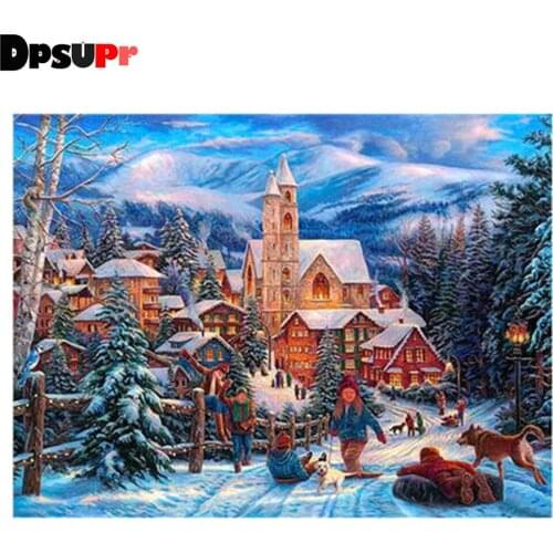 Dpsupr Full Square/Round Drill 5D DIY Diamond Painting "Snow Scenery" Diamond Embroidery Cross Stitch Decor Christmas Gift BH04