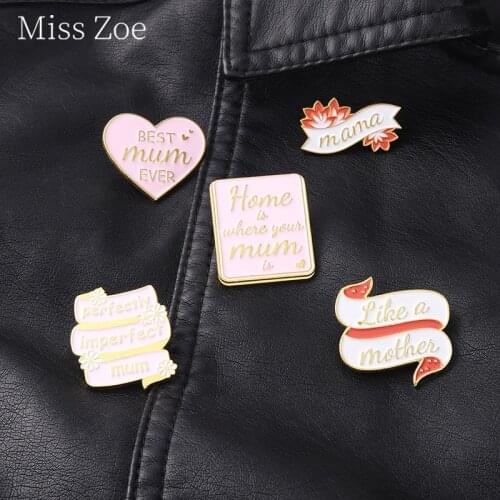 Pink Heart Flower Thanksgiving Mother Love Holiday Gift Enamel Pin Best Mom Banner Brooches Badges Jewelry MotherS Day Gifts