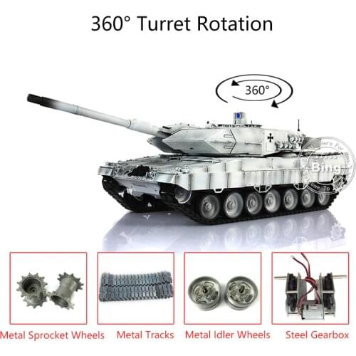 Heng Long 1/16 Snow 7.0 Upgrade Metal Leopard2A6 RC Tank 3889 360 Turret TH17627-SMT4