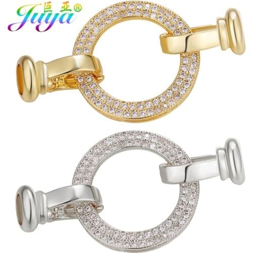 Juya DIY Gold/Silver Color Creative Fastener Hook Lobster Clasps Accessories For Needlework Natural Stones Pearls Jewelry Making