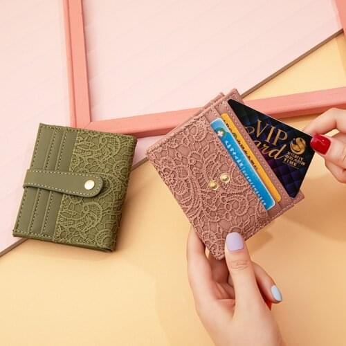 Hight Quality Fashion Card Wallet Women Luxury Credit Card Holder Thin Wallet Ladies Lace Pattern Wallet Female Mini Money Bag