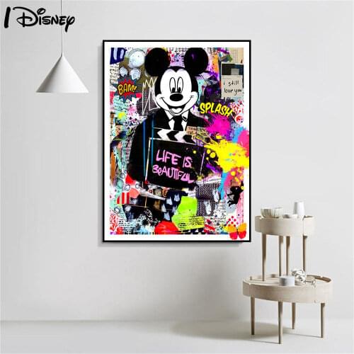 Mickey Mouse Disney Anime Posters and Prints Canvas Painting Life Is Beautiful Wall Art Picture For Living Room Home Decor