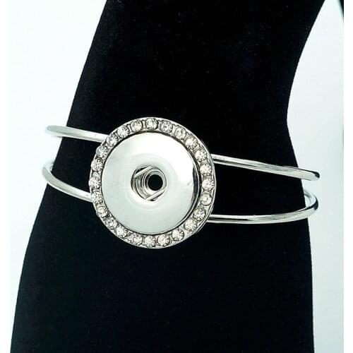 Fashion Charming simple Crystal snap bracelet bangle fit 18MM snap buttons jewelry wholesale SG0161