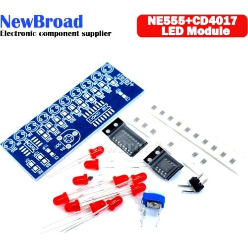 Smart Electronics Kits NE555+CD4017 Light Water Flowing Light LED Module DIY Kit Learn electronic principles, childrens lab