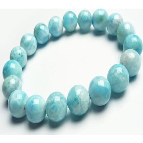 New Arrival 10mm Fashion Genuine Natural Stone Blue Round Loose Beads Jewelry Stretch Gems Charm Natural Larimar Bracelet