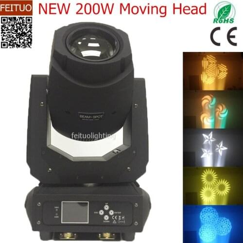 2pcs New LED Spot 200w Moving Head Gobos Projector Zoom Stage Light 3 Prism Effects 200W DMX Spot LED Lighting for Disco Party