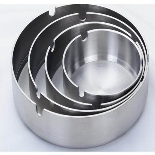 Wholesale 100pcs Top Quality Fashionable Round Ashtray Metal Funny Ash Tray Creative Stainless Steel Ashtray