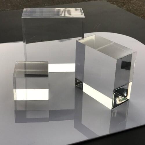 5X5cXHEIGHT Clear Acrylic Plastic BLOCK Cosmetics Base Crystal Box Booth Plexiglass Floor Jewelry Display Stand