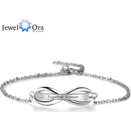 Personalized Engraving Infinity Adjustable Chain Bracelets & Bangles Customized Name Bar Bracelets for Women Gifts (BA102455)