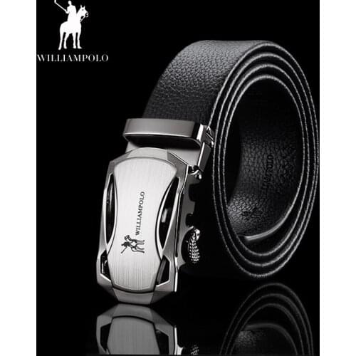 WILLIAMPOLO leather belt mens luxury brand designer fashion top mens belt mens metal automatic buckle 17126-27p