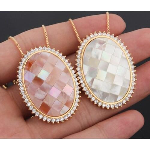 Luxury Oval Shell Pendant Necklace Antique Jewellery Gold Crystal Clavicle Chain Anniversary Jewelry Birthday Christmas Gift